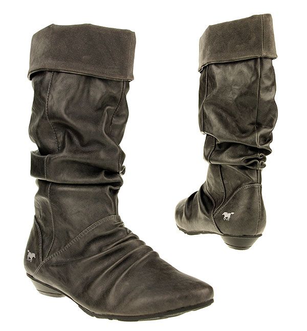 MUSTANG Damen Schuhe Stiefel Anthrazit Gr.40 Krempel Look NEU&TOP