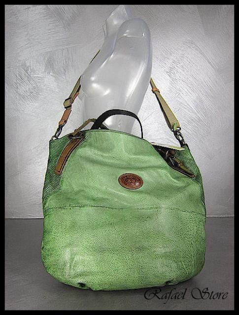 LA MARTINA Damen Tasche Schultertasche Grun Vintage Leder Luxus Neu