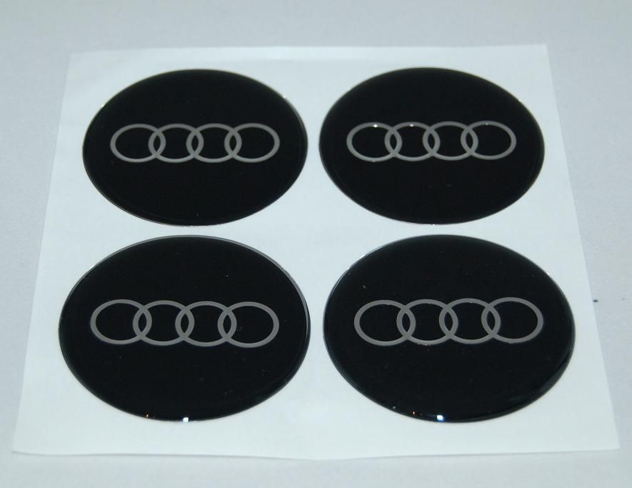 AUDI 4 Stück Ø 60 mm Silikon Aufkleber Emblem Felgenaufkleber logo