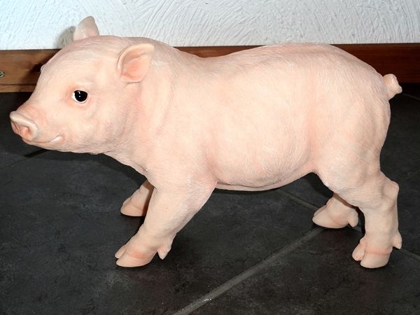 SCHWEIN FERKEL KOPF LINKS L 31 CM GARTENFIGUR DEKOFIGUR AUßENFIGUR