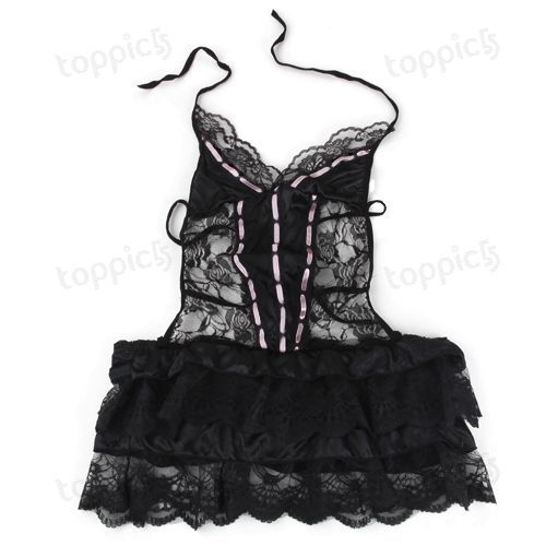 Sexy Spitze Dessous Negligee Reizwäsche Nachtkleid Rückenfrei