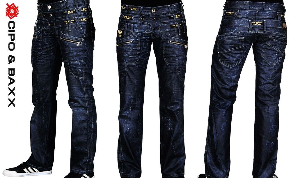 CIPO&BAXX ZIPPER DARK DENIM JEANS HOSE C 644 28 29 30