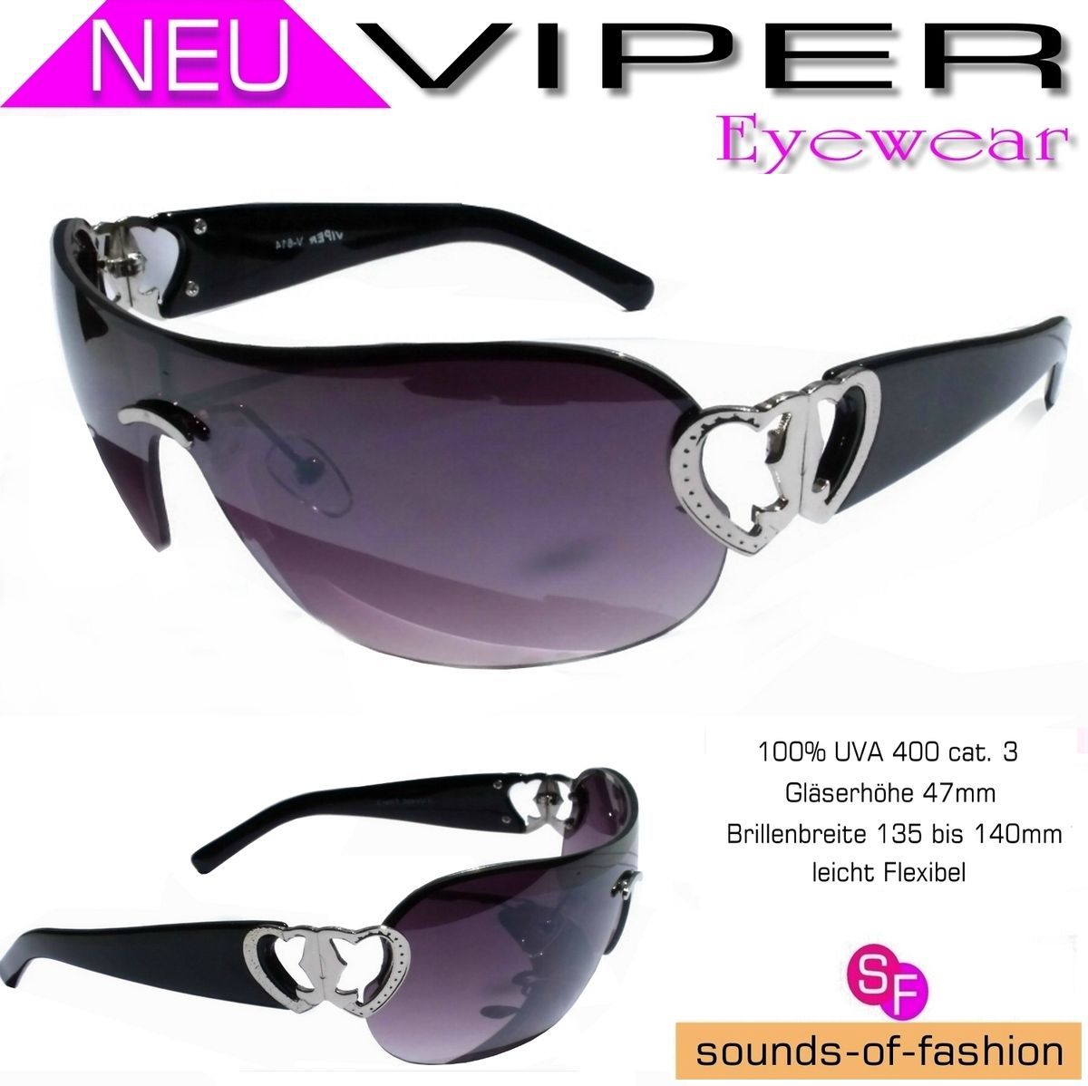 Elegante Damen Sonnenbrille Schwarz Herz Logo Designer Sonnenbrillen On Popscreen