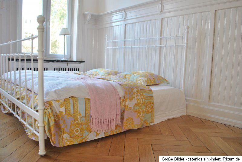 Metallbett weiß, Himmelbett Shabby f. Laura Landhaus Domicil Maison