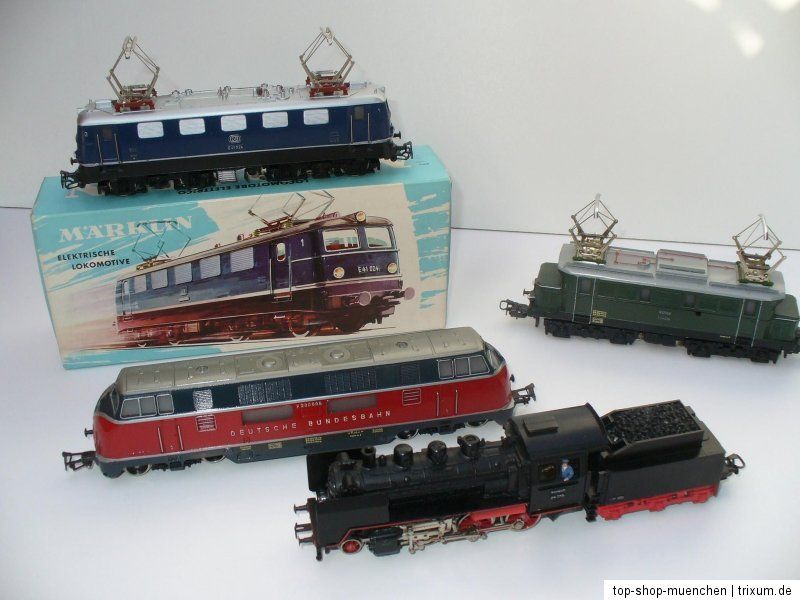 Märklin H0 Anlage 4 Loks 22 Wagons Gleise Trafo 77 Teile 50ger/60er