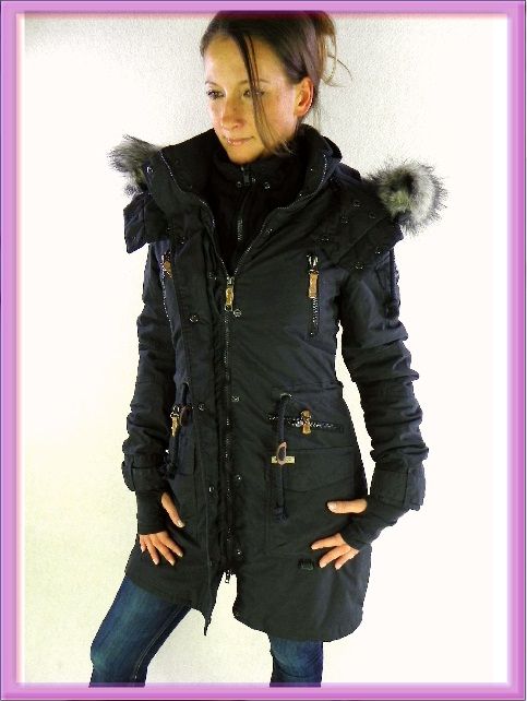 Khujo Winter Parka CAMILLA Blue Gray Anthrazit Wintermantel Damen