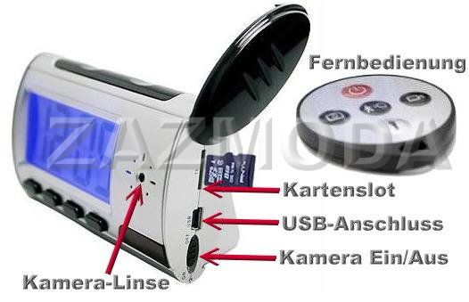 Digital DVR Spion Spy Wecker Kamera Aufnahme auf Karte Bewegungsmelder