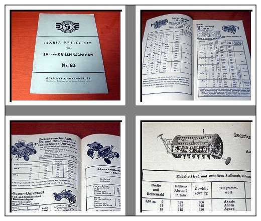 Glas Isaria Preisliste Sä  u. Drillmaschinen 1961