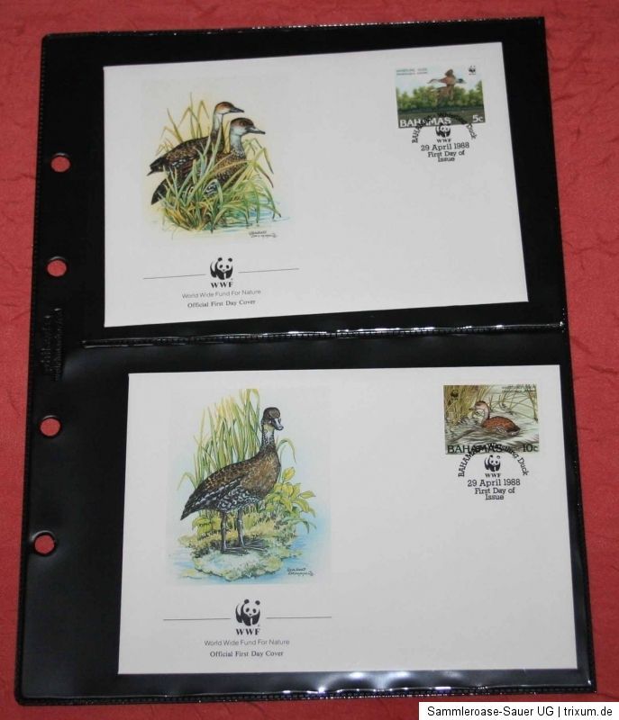 WWF Bahamas Mi 672 675 Kuba Pfeifgans Vögel 4 Ersttagsbriefe FDC