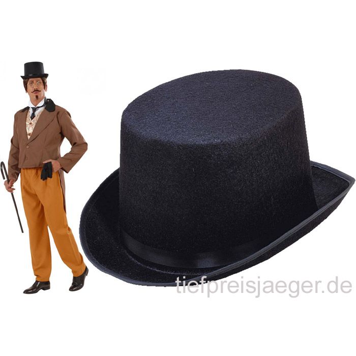 SCHWARZER FILZ ZYLINDER # 18/19 Jahrhundert Dandy Gentleman Kostüm