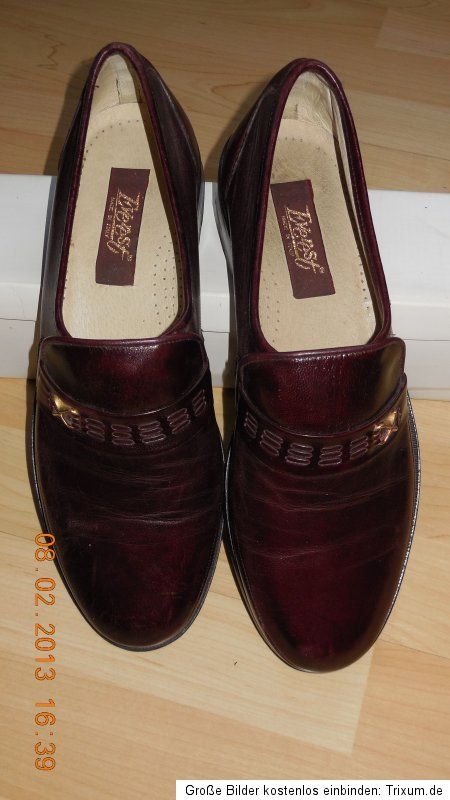 Everest Herren Business Slipper Schuhe Gr. 43,5 Leder bordeaux