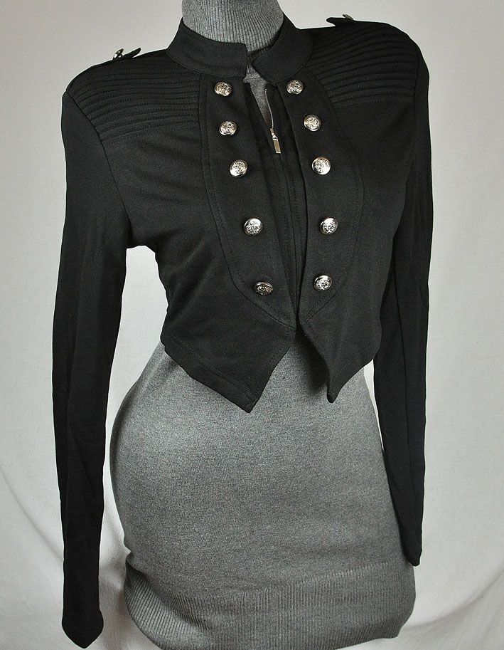 NEU KURZ JACKE BOLERO BLAZER MILITARY STYLE L 40 42