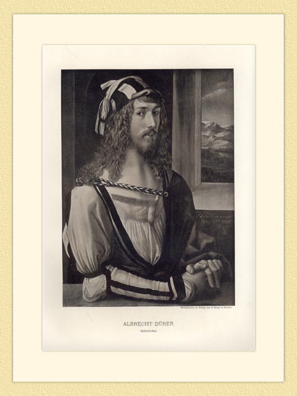 Duerer Selbstbildnis Portrait Bart Locken ORIGINAL KUNSTBEILAGE II 716