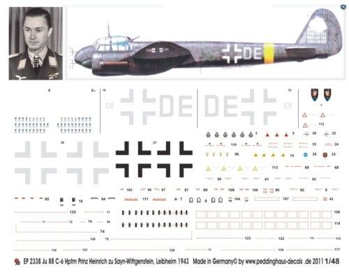 48 Decals für eine Ju 88 C 6 Hptm Wittgenstein 43