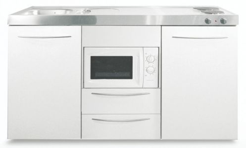 Miniküche Singleküche weiss MK 150 Ceran Becken links