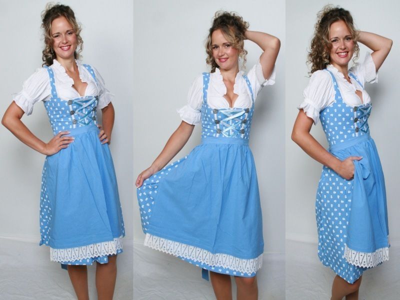 BW727 Dirndl Trachtenkleid Dirndlkleid Dirndlbluse Set 3tlg. Kleid