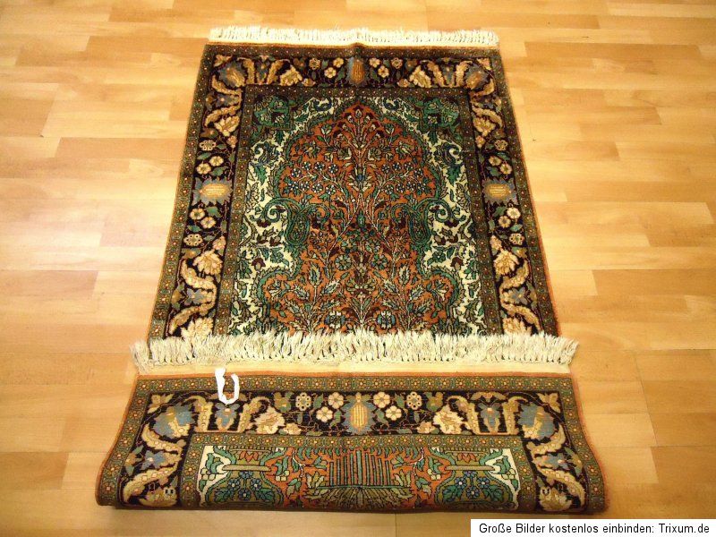 Seidenteppich GHOM KASCHMIR SEIDE GEREINIGT. Teppich Silk Old Rug