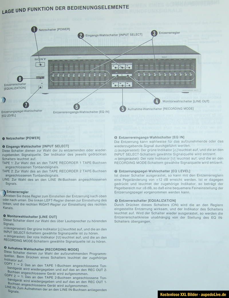 11 Kanal Stereo Equalizer Sony SEQ 11 silber