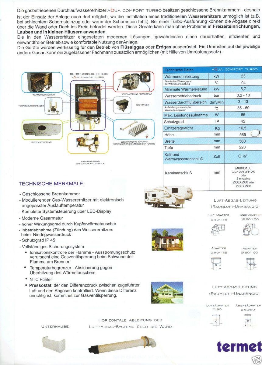 Gas Durchlauferhitzer G 19 03 Turbo für Haus &Camping