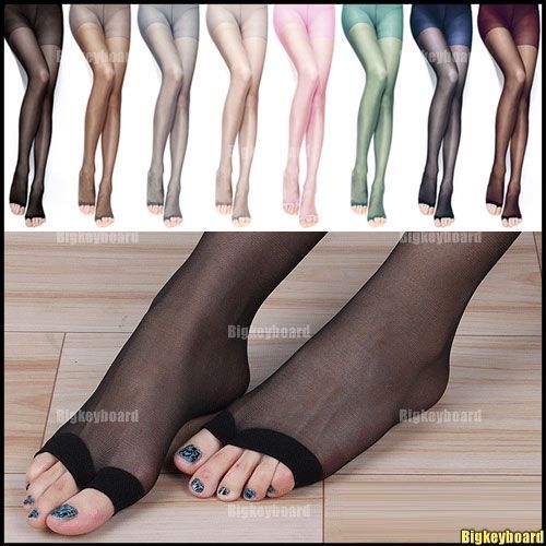 New Fashion Women Open Toe Thin Transparent Thigh High Pantyhose