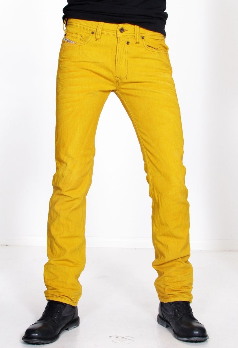 Diesel Safado 801D Jeans Slim Straight Trouser Yellow Men New