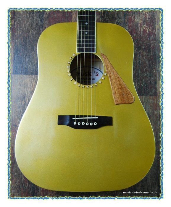 music is akustische Gitarre handgefertigt gold geaged vintage 000403