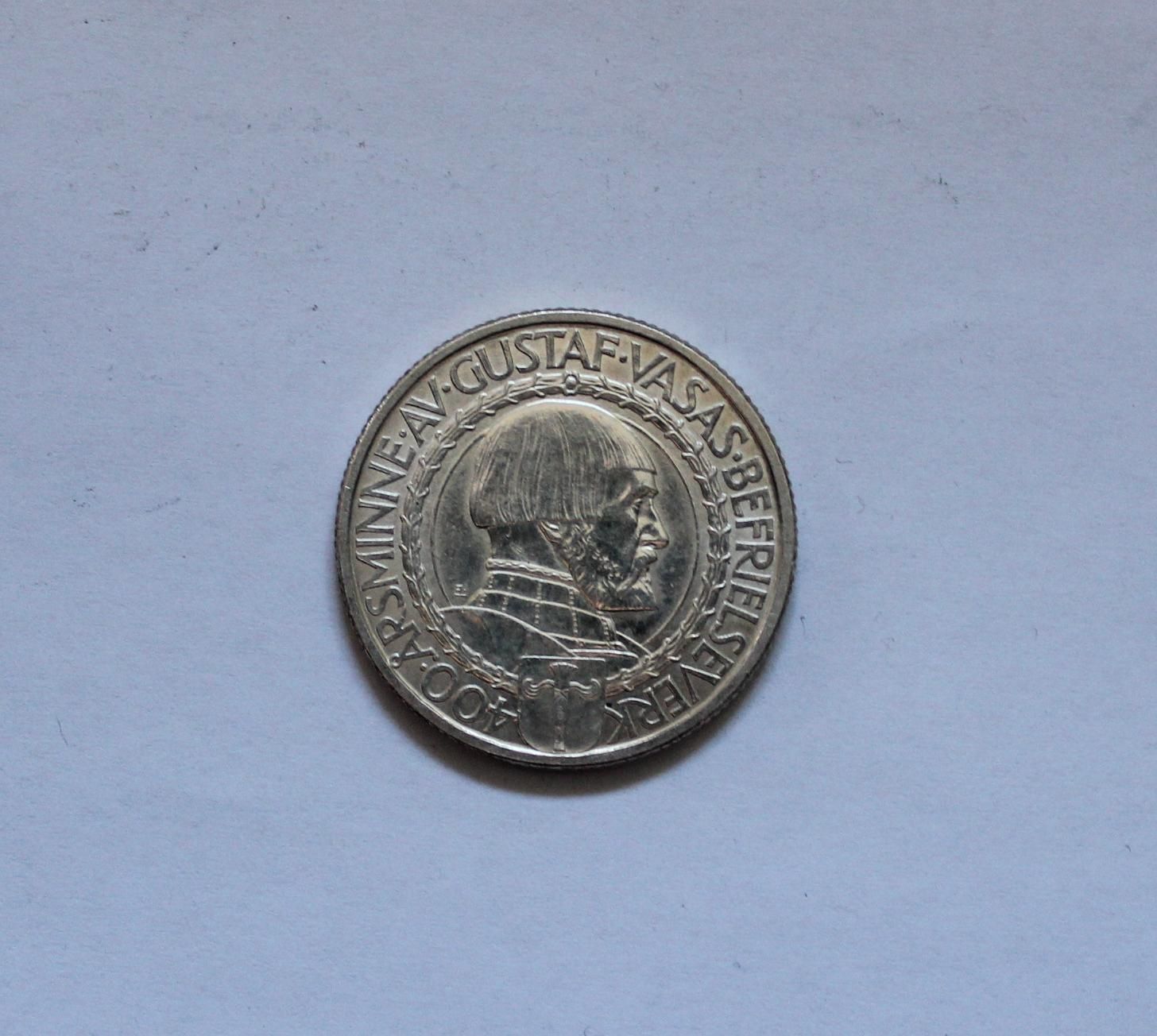 SILBER 800 Schweden Silbermuenze Gustav Wasa 2 Kronen 1921 LIBERTAD