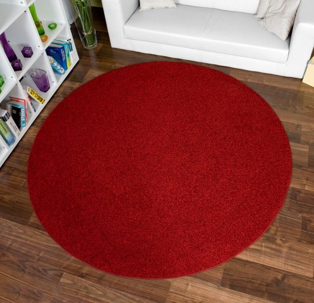 Hochflor Teppich Fontana Rot rund