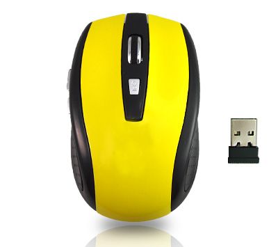 GELBSCHWARZE 2.4GHz PC Funkmaus/MAUS/Mouse/Win7/MAC NEU