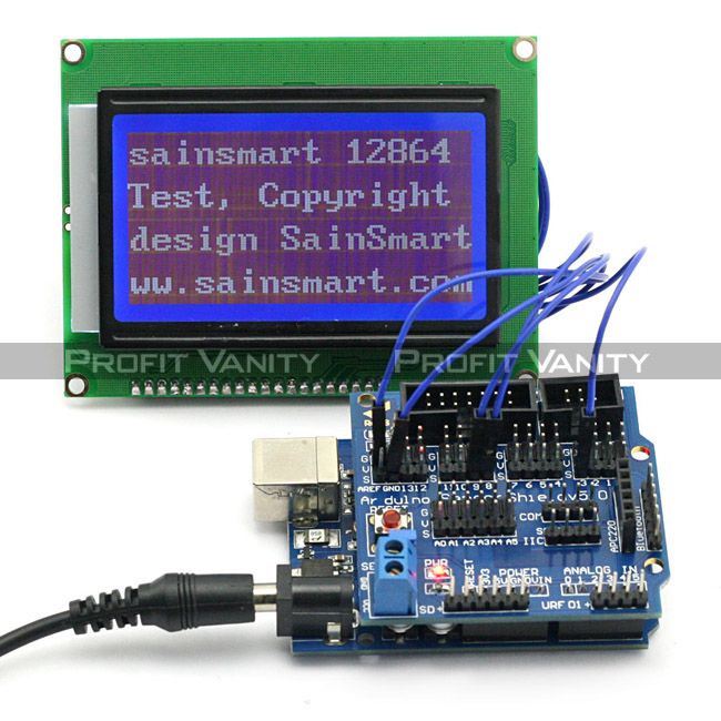 SainSmart UNO.12864 LCD Display.Sensor Shield V5 For Arduino AVR ATMEL