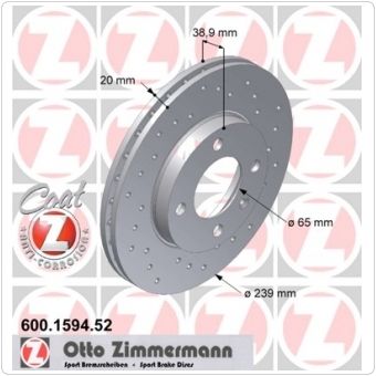 ZIMMERMANN SPORT BREMSSCHEIBEN 600.1594.52 AUDI VORNE 239X20MM