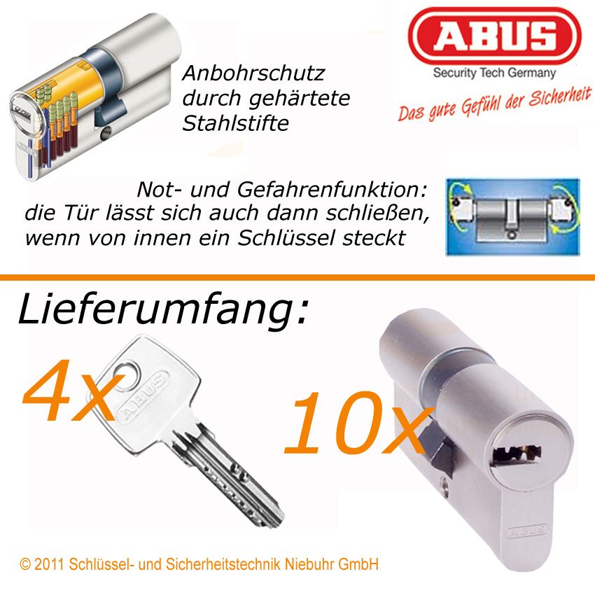 10er Set ABUS EC550 gleichschließend Profilzylinder Schloß 4