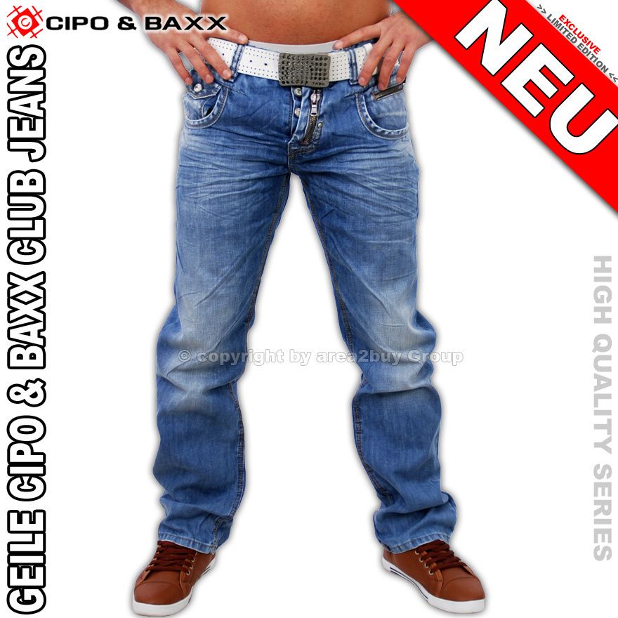 CIPO & BAXX CLUB ORIGINAL HERREN JEANS HOSE BLAU C 842 NEU