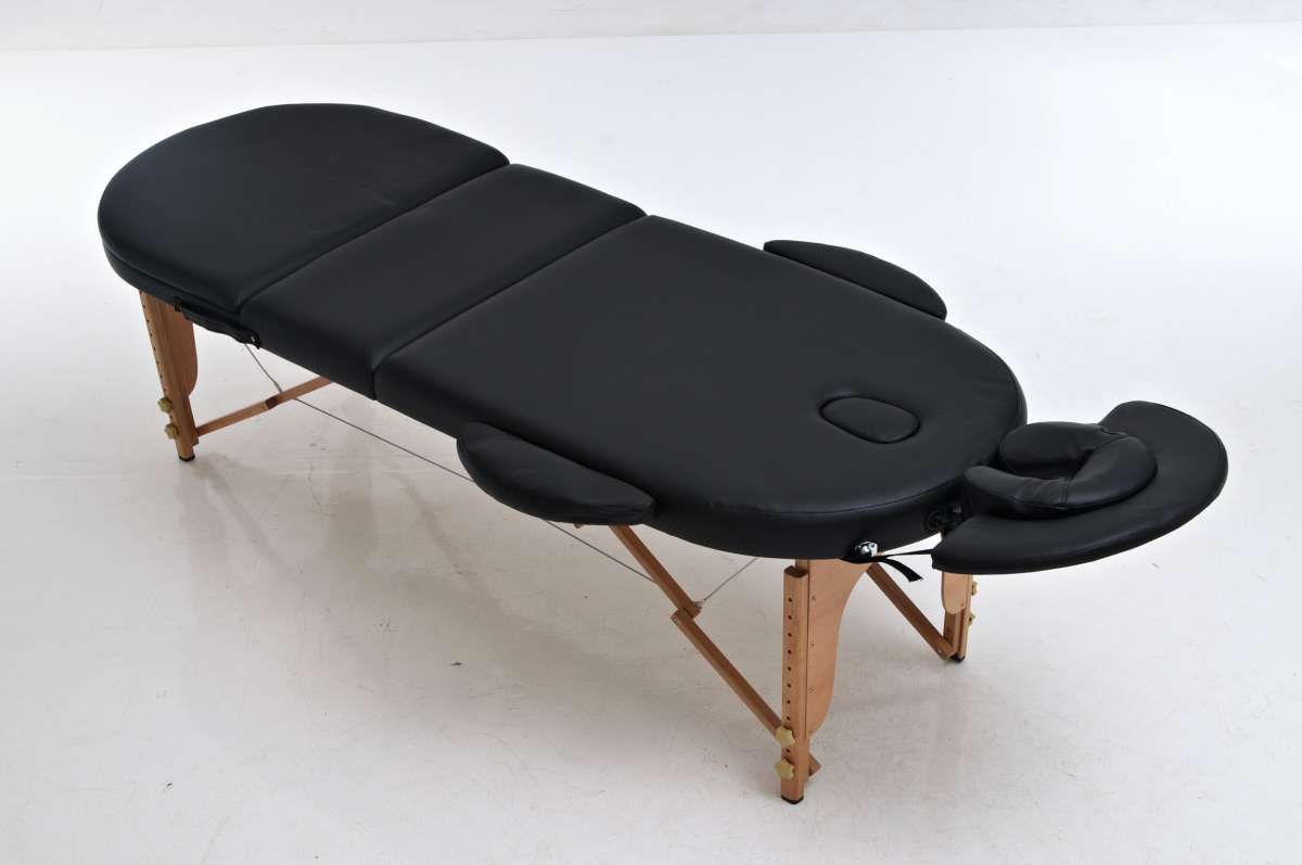 Ovale Massageliege, schwarz NEU Massagetisch Massagebank Kosmetik