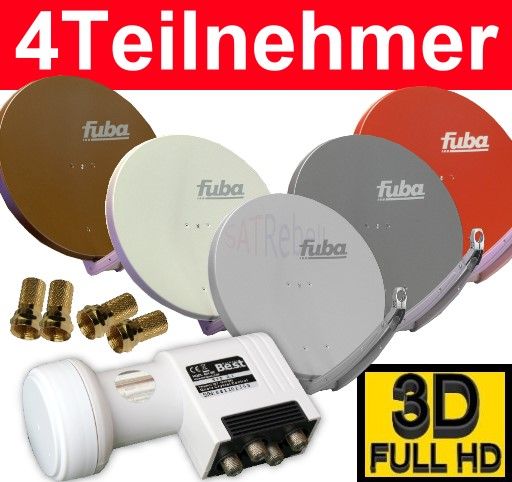 Digitale HD SAT Anlage Fuba DAA 850 + Best Quad LNB 4 Teilnehmer