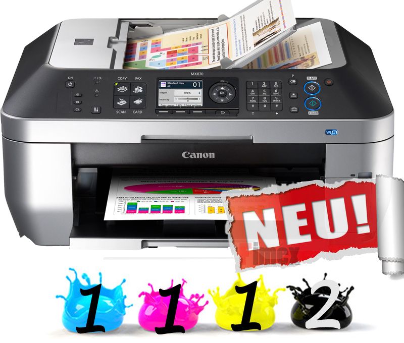 Canon PIXMA MX870 Drucker + 5 kompatiblen Patr. & Verbindungsstecker