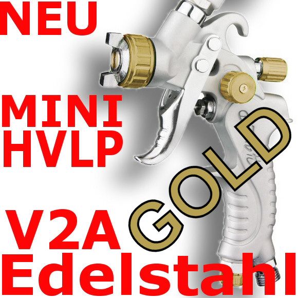 MINI HVLP Lackierpistole Spritzpistole 0,8mm V2A PROFI GOLD