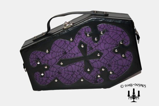 Gothic vampir XL Reise Sarg violett lila ausgeschlagen Handtasche