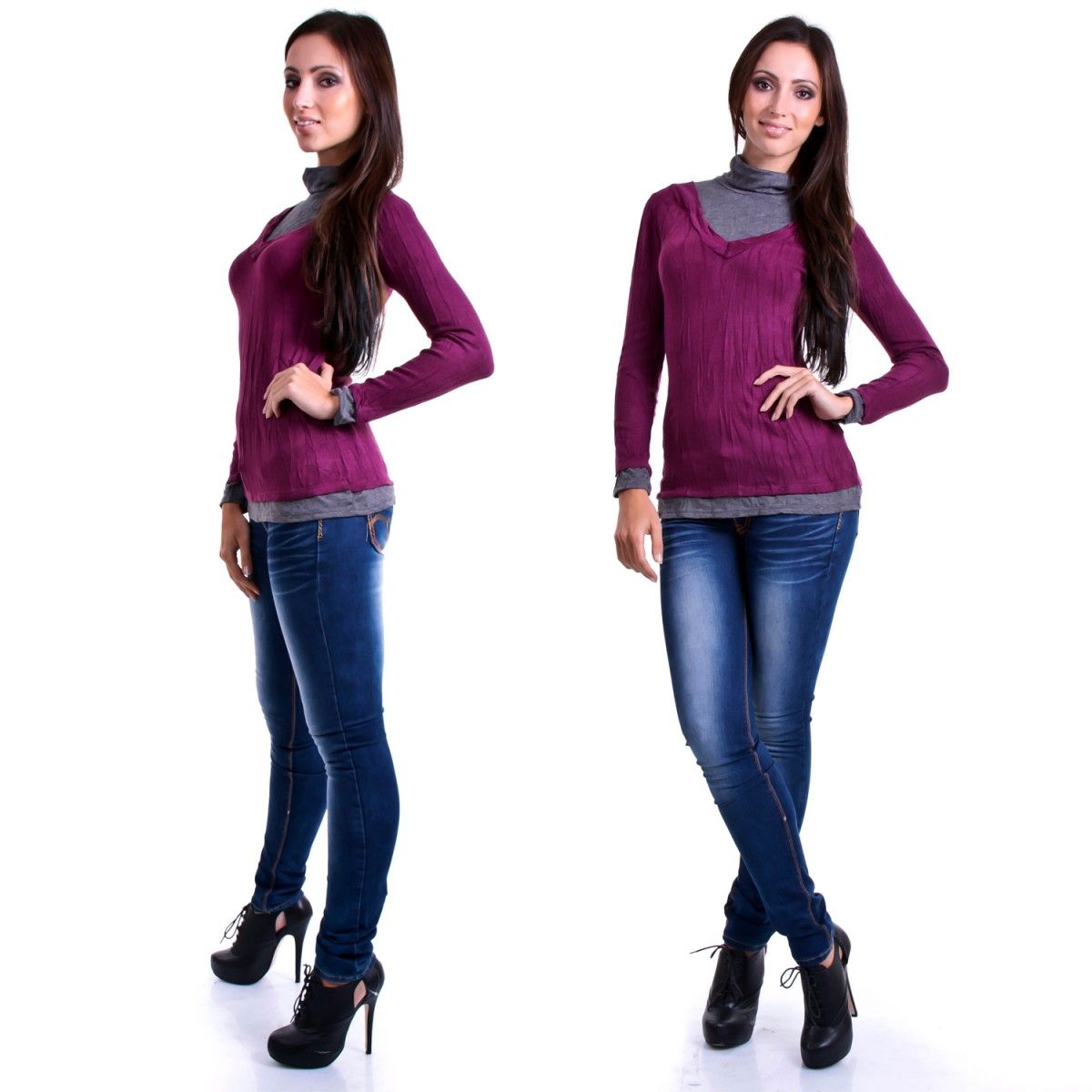 Sexy Damen Melody´s Fashion Pullover Pulli Strickpulli Rollkragen 7