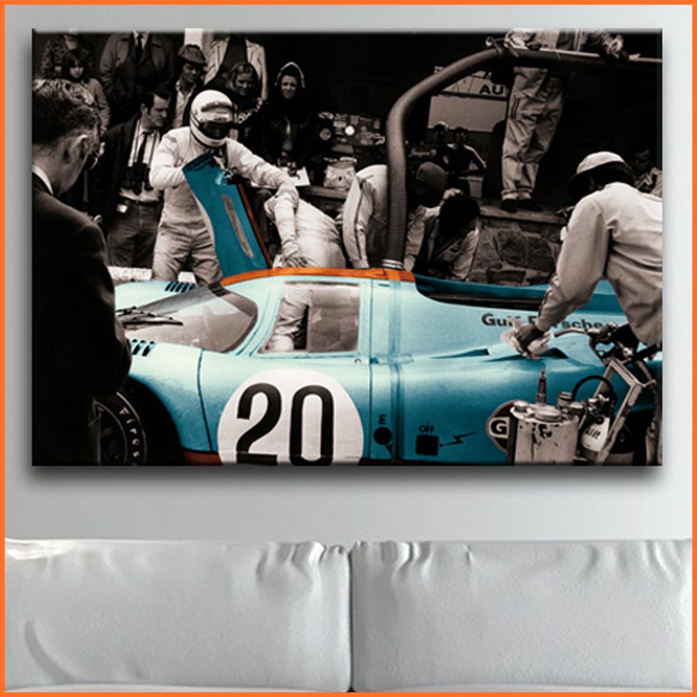 LEINWAND BILD KUNSTDRUCK PORSCHE 917 K GULF Siffert Bell Spa 1000km