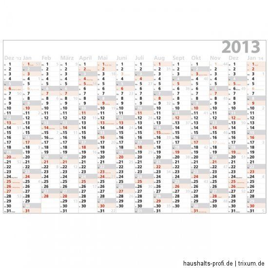 XL Wandplaner 2013 ca.100x70cm 14 Monate Übersicht Kalender 2013