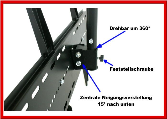 in fünf Stufen auf 550, 640, 730, 820 und 910mm bis mitte Grundplatte