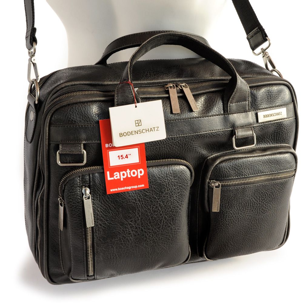 Laptoptasche Umhängetasche2 931 Schwarz Leder imitat NEU