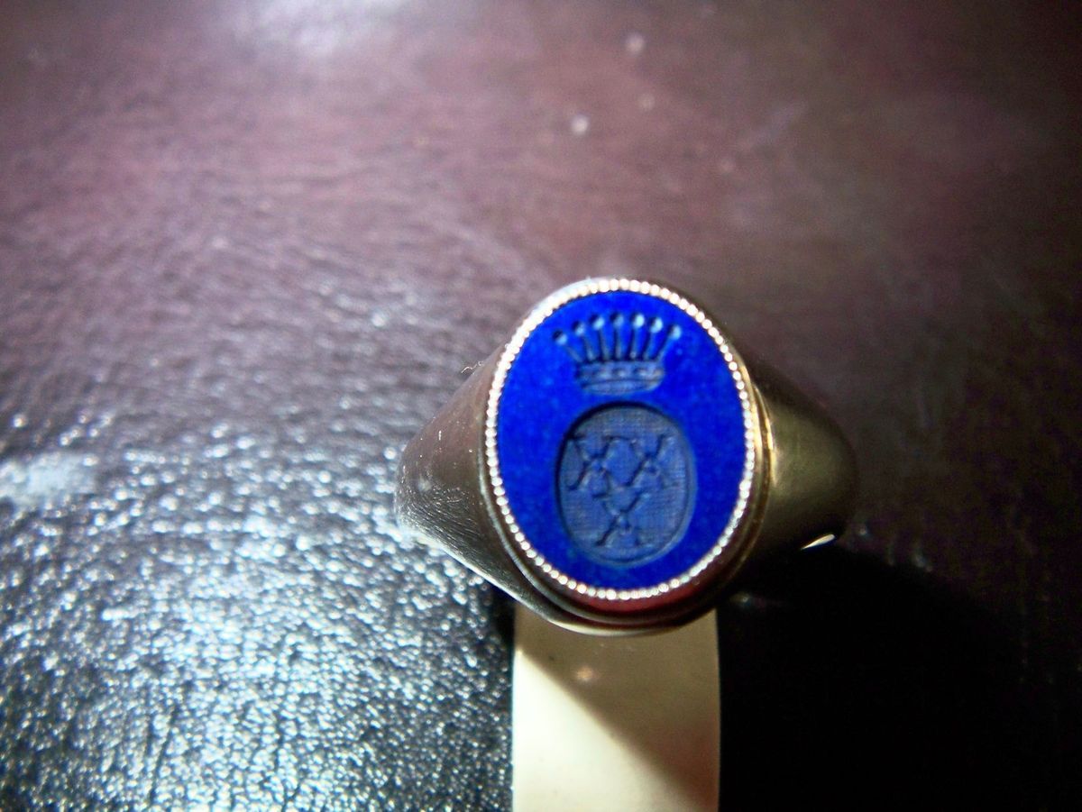 , hochwertiger Wappenring Krone Lapis Lazuli 935 Silber