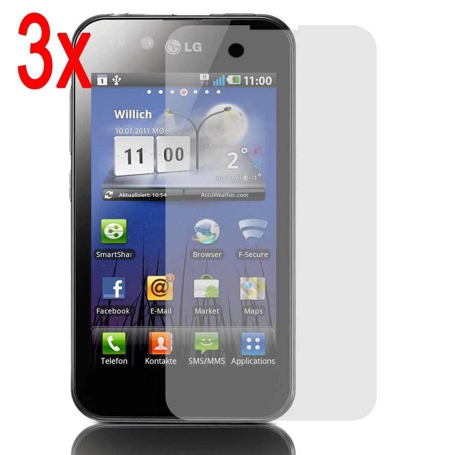 3x LG Optimus P970 Displayfolie Schutzfolie Handy Folie Screen Guard