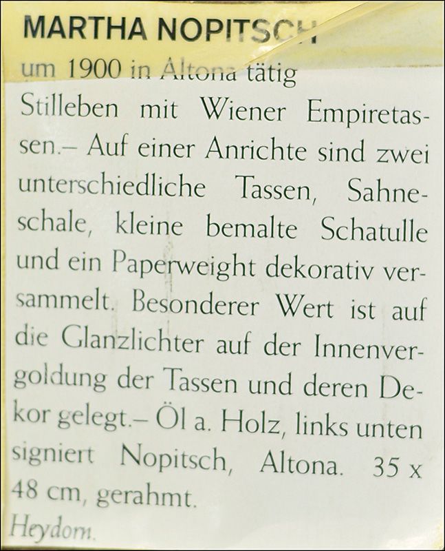 MARTHA NOPITSCH (DT., 1869–1952 · #HAMBURG ALTONA) »STILLLEBEN