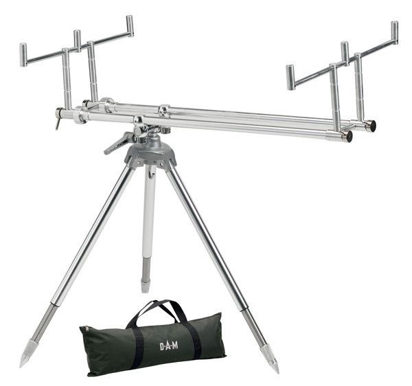 Dam Tripod Alu schwenkbar zum High pod Rod Pod für 3 Ruten mit Tasche