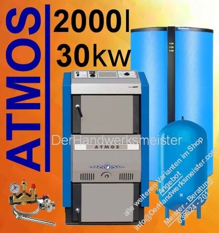 ATMOS Holzvergaser DC30 GSE 29 kW + 2000 l Pufferspeicher BAFA