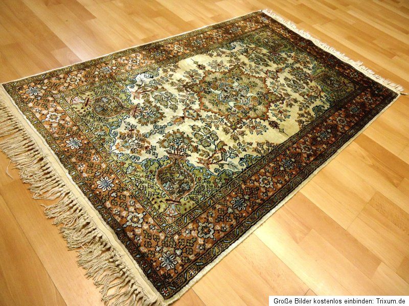 Seidenteppich GHOM KASCHMIR SEIDE GEREINIGT. Teppich Silk Old Rug